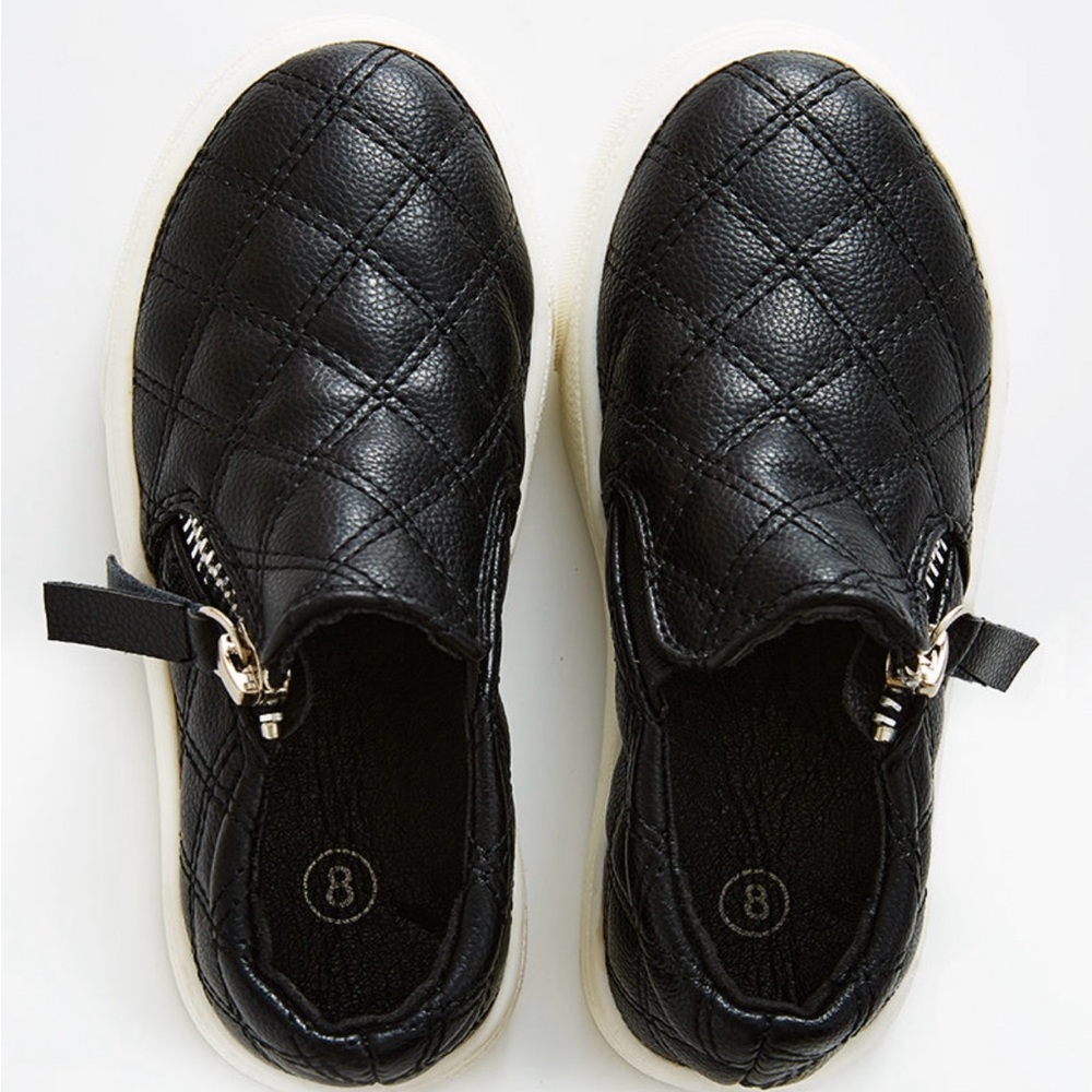 Black Quilted Kids Shoes